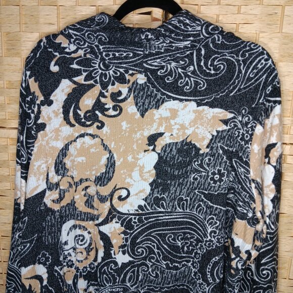 Chico's Cowl Neck Long Sleeve Sweater Print Rayon Blend Paisley - Picture 7 of 8